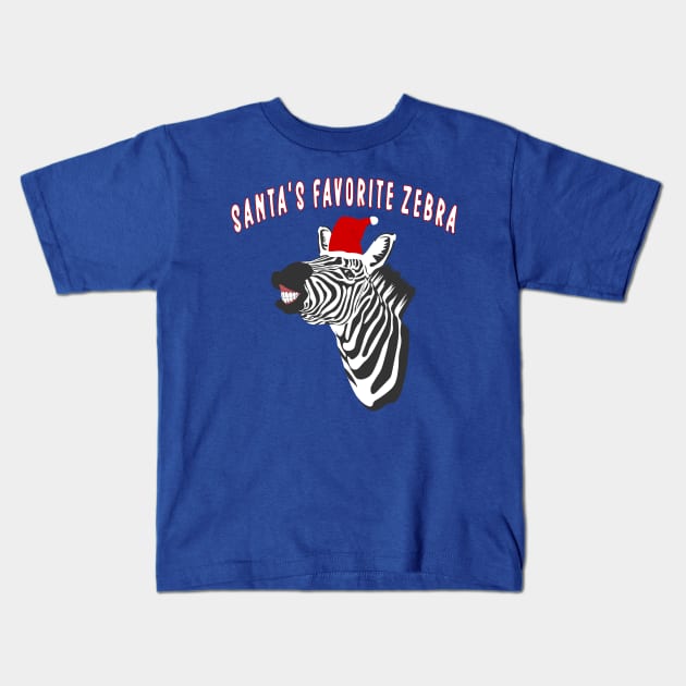 Santa's Favorite Zebra Kids T-Shirt by Jesabee Designs